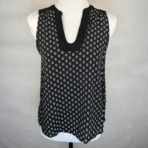 Anthropologie Maeve Women Tank Top Sz 8 Black White Circle Dots Viscose